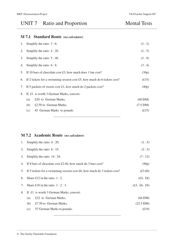 ks3 ratio and proportion mep year 8 unit 7 teaching resources