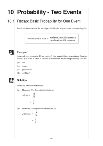 ks3 probability of two events year 8 unit 10 teaching resources