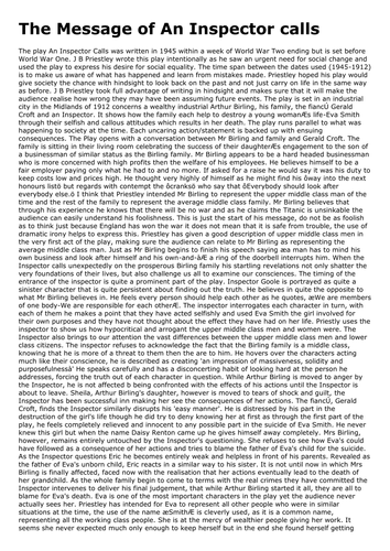 The Message of An Inspector calls hm | Teaching Resources