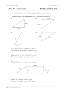 trigonometry mep unit 15 year 9 worksheets by cimt uk