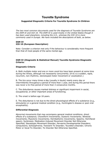 ADHD Linked Disorders - Tourette Syndrome | Teaching Resources