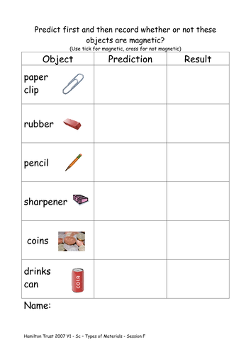 Magnetic and deals nonmagnetic objects worksheet