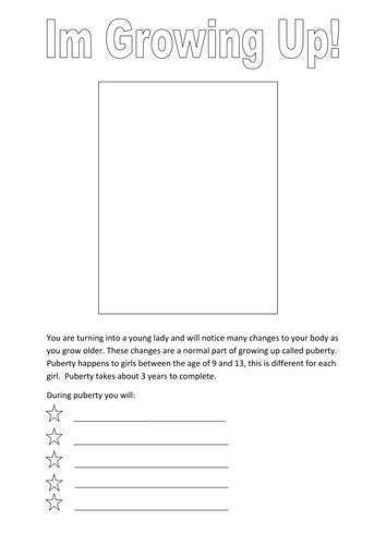 Simple puberty worksheets for girls | Teaching Resources