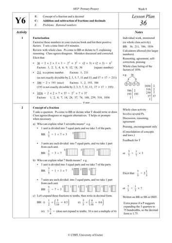 Yr 6 Fractions and Decimals : Lesson 36 | Teaching Resources
