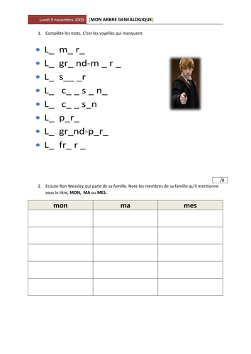 Ma famille | Teaching Resources