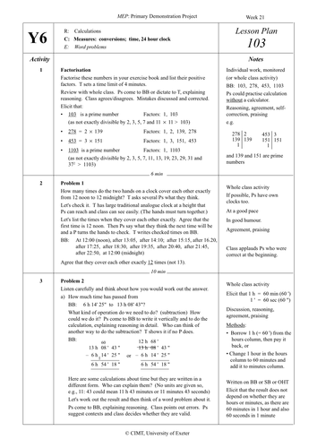 Yr 6 Time : Lesson 103 | Teaching Resources