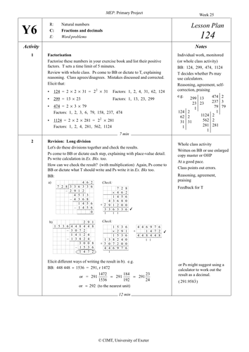 Yr 6 Fractions and decimals : Lesson 124 | Teaching Resources