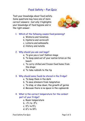 Fun Food Safety Quiz 69A