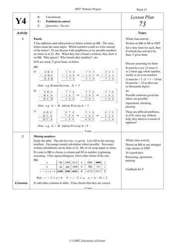 Yr 4 Problem Solving : Lesson 73 | Teaching Resources