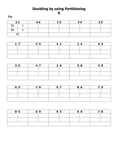 doubling using partitioning teaching resources