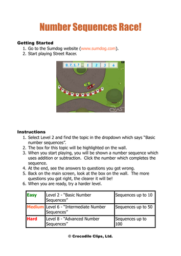 ks3 games number KS3, game KS4. Sequences Number  Maths: Sumdog by