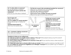 Writing frames for holidays topic | Teaching Resources