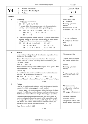 Yr 4 Measures : Lesson 123 | Teaching Resources