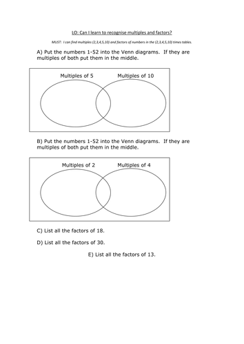 Factors and multiples by chughes1155 - Teaching Resources - TES