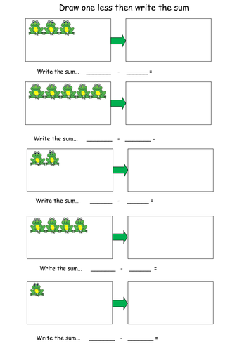 Speckled Frog One Less Than Worksheet | Teaching Resources