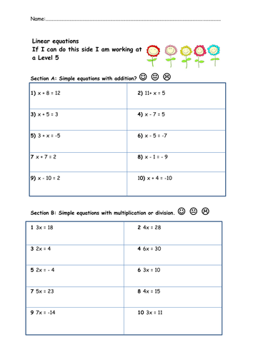Linear equations worksheets. | Teaching Resources