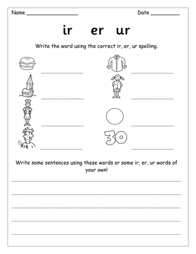 worksheets ur sound phonic 8Hayley8 by Teaching  er,  ur worksheet  TES ir, Resources