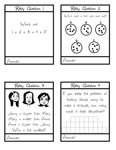 Maths Relay Races (Problem-solving Puzzles) by aap03102 - Teaching