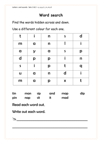 Phonic wordsearches inc. Sets 1 to 7 - letters & sounds, Consonant ...