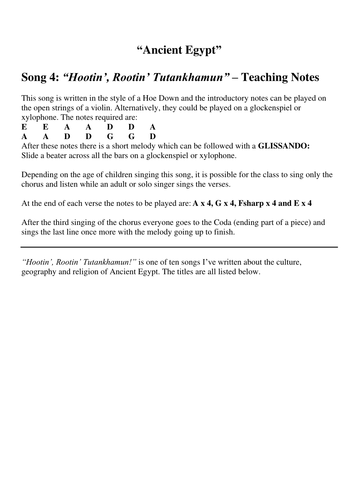 Ancient Egypt song about Tutankhamun by DonnaJMinto - UK Teaching ...