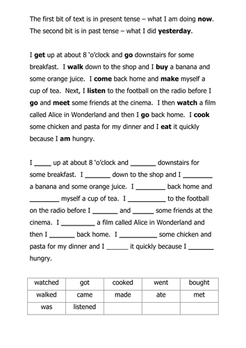 A 'tense' worksheet. | Teaching Resources