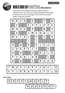 World Book Day  Printable Codeword & Answers by TESEnglish  UK