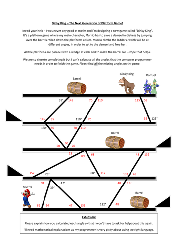 Dinky King Parallel Lines Angles Questions - 