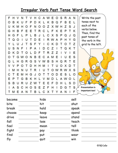 Irregular verbs with the Simpsons | Teaching Resources