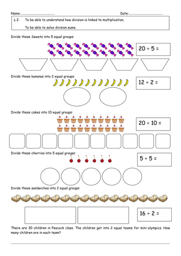 division by sharing worksheets teaching resources