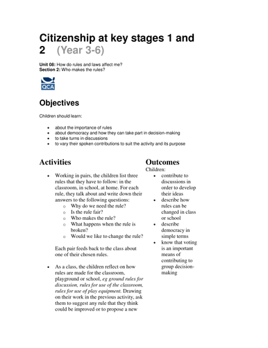 Unit 8: Rules and Laws: Who makes the rules? | Teaching Resources
