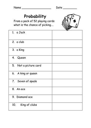 Probability worksheets-easy | Teaching Resources