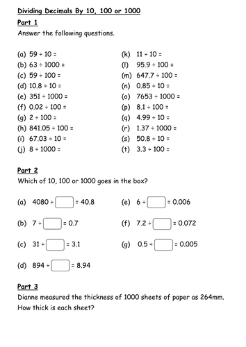 multiplying and dividing by powers of 10 ks3 teaching