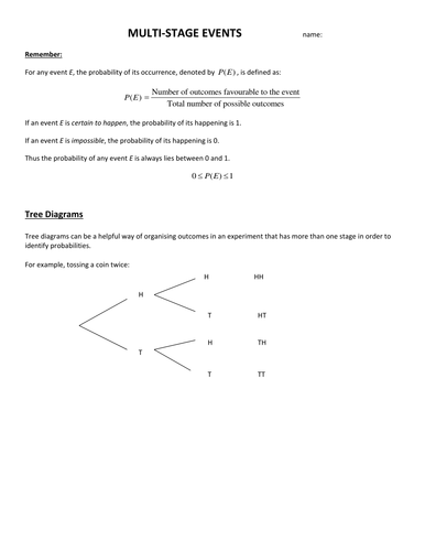 Probability tree diagrams | Teaching Resources