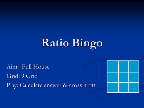 Maths Ratio Bingo Game - Powerpoint | Teaching Resources