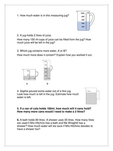 Capacity Worksheet | Teaching Resources