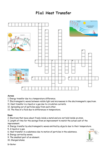 AQA P1a Energy electricity revision crosswords Teaching Resources