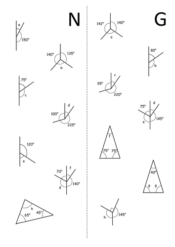ks3 angle problems worksheet teaching resources