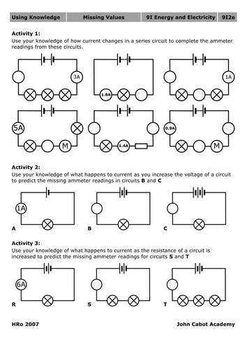 Current Electricity in Series Circuits | Teaching Resources