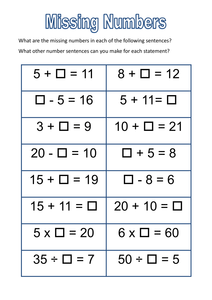 Missing Numbers by gttz408a - UK Teaching Resources - TES