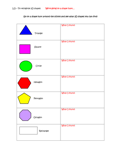 2D Shape hunt | Teaching Resources