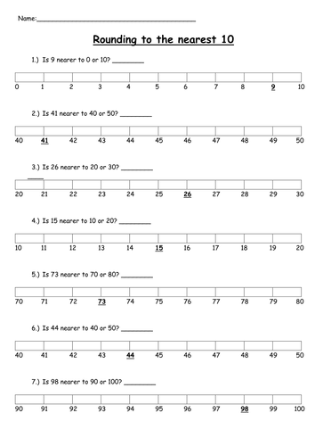 Rounding Using A Number Line Worksheet