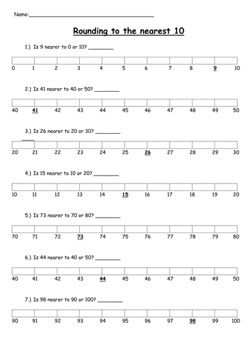 Rounding to the nearest 10 numberline by lauraemmasims7 ...