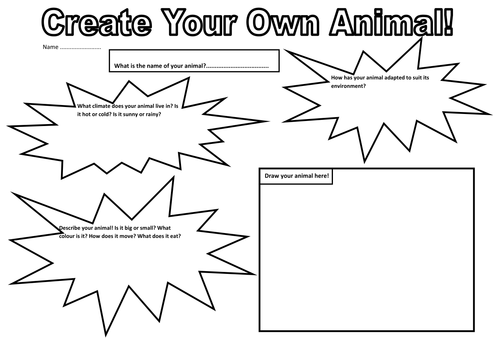 an worksheet invent animal your footyrach90 Create by animal Adapting / own Animals