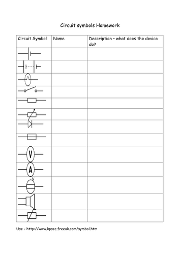 Circuit symbols homework answers picture