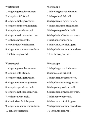 'Wortsuppe' Hobbys | Teaching Resources