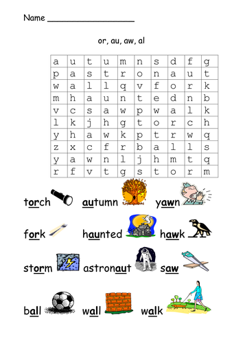 Spelling Worksheets Au Aw<br/>