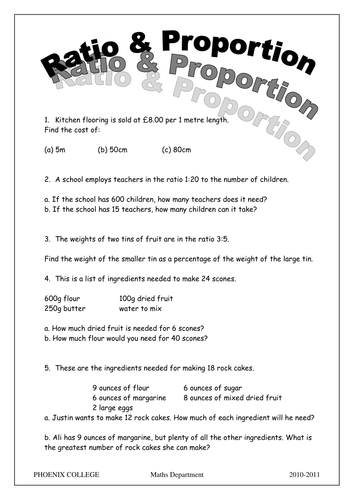 KS3 Maths Worksheets: Ratio & Proportion by beachman0274 - Teaching