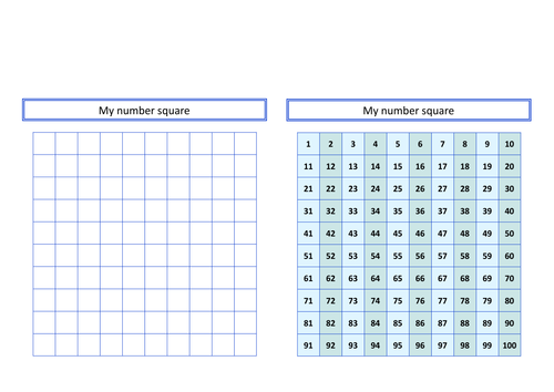 1 100 number squares teaching resources