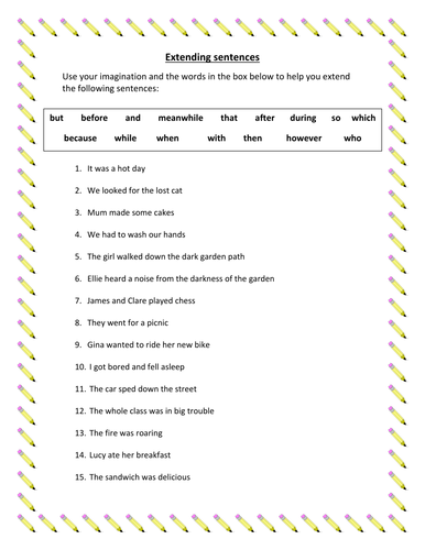 Extending Sentences Powerpoint And Worksheet Teaching Resources