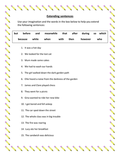 Extending Sentences Powerpoint And Worksheet Teaching Resources 